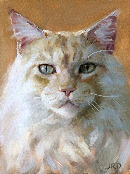 522x700 Big White Cat J. Dunster - White Cat Painting