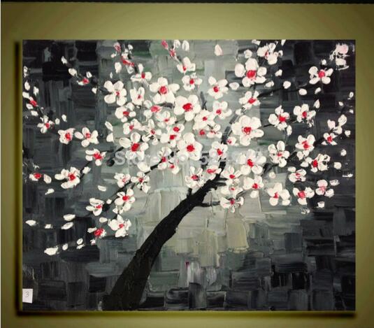 535x469 Hand Painted Modern Home Decor Wall Art Red White Cherry Blossom - White Cherry Blossom Painting