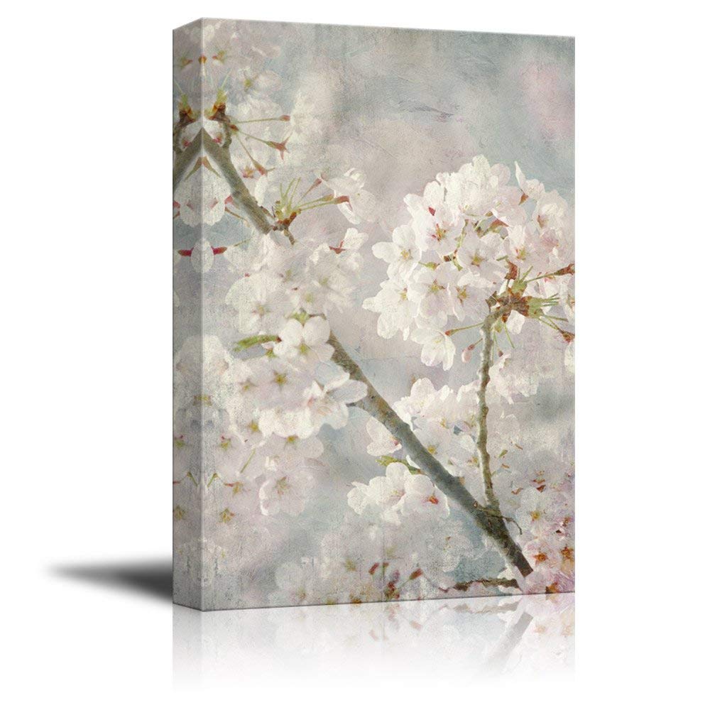 1000x1000 Oil Painting Style White Cherry Blossom In Spring - White Cherry Blossom Painting