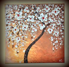 236x230 Original Cherry Blossom Tree Painting Impasto Textured 36 X 24 X - White Cherry Blossom Painting