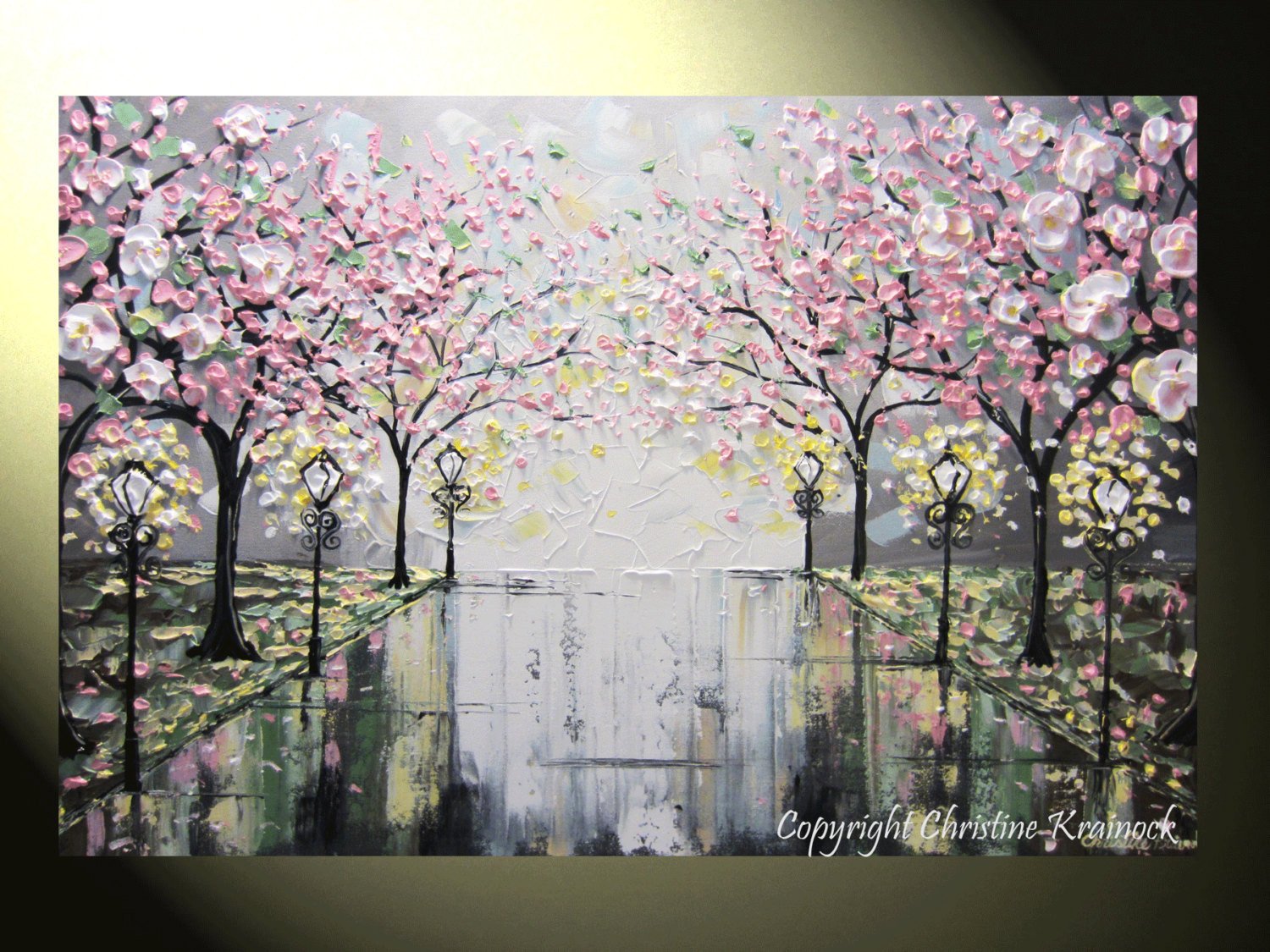 1500x1125 Sold Original Art Abstract Painting Pink White Cherry Tree - White Cherry Blossom Painting