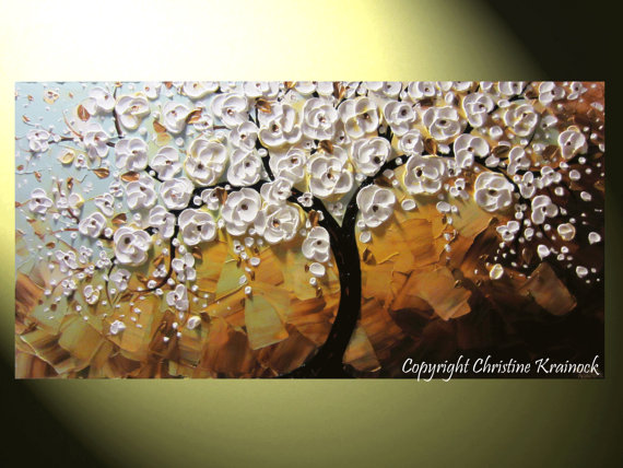 570x428 Custom Art Abstract Painting White Cherry Tree Painting - White Cherry Blossom Painting