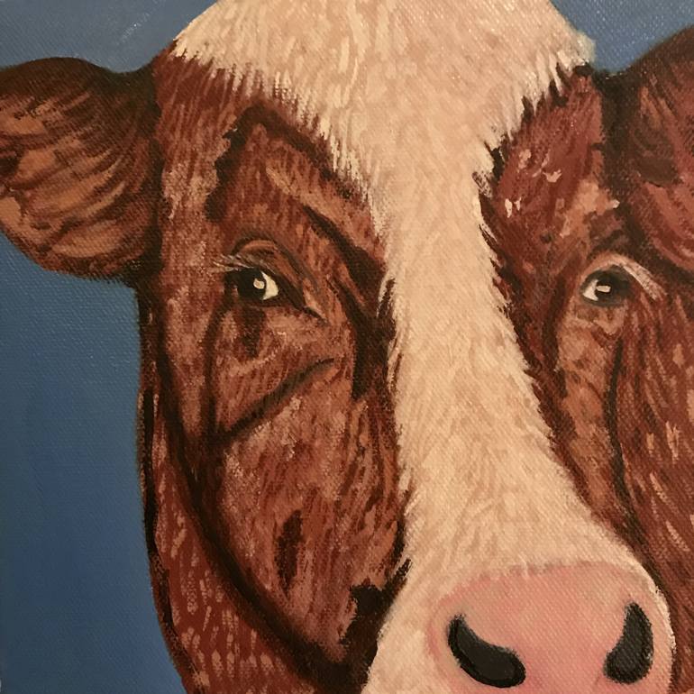 770x770 Saatchi Art Red And White Cow Painting By Peggy Scholte - White Cow Painting