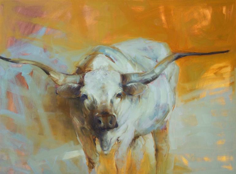 770x567 Saatchi Art White Cow Ii Painting By Ewa Perz - White Cow Painting