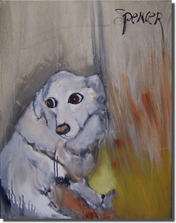 575x725 White Dog Oil Painting On Canvas Original Paintings - White Dog Painting