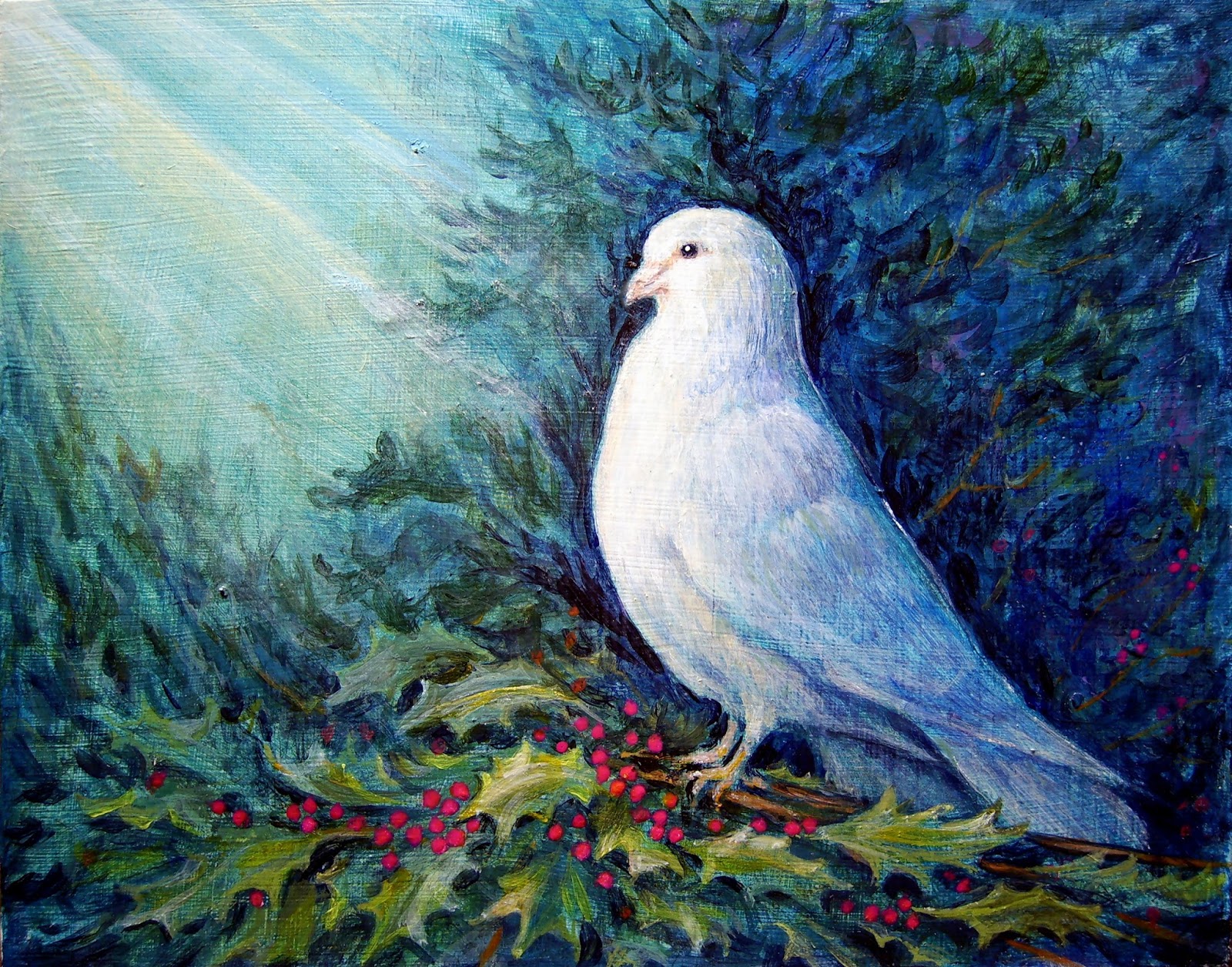 1600x1256 Eugene P. Mcnerney's Paintings, Day By Day The Christmas Dove - White Dove Painting
