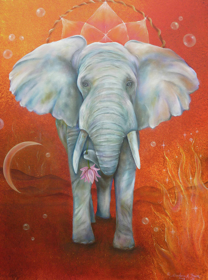 668x900 Royal White Elephant Painting By Sundara Fawn - White Elephant Painting