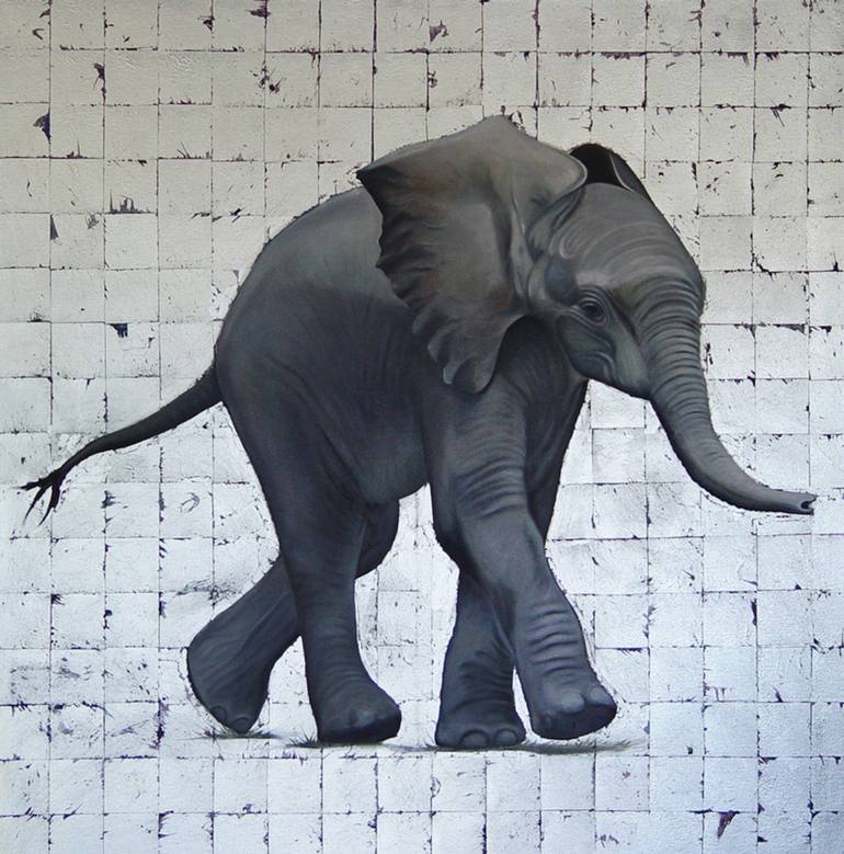 770x779 Saatchi Art Grey In White Elephant Painting By Clark Prosperi - White Elephant Painting