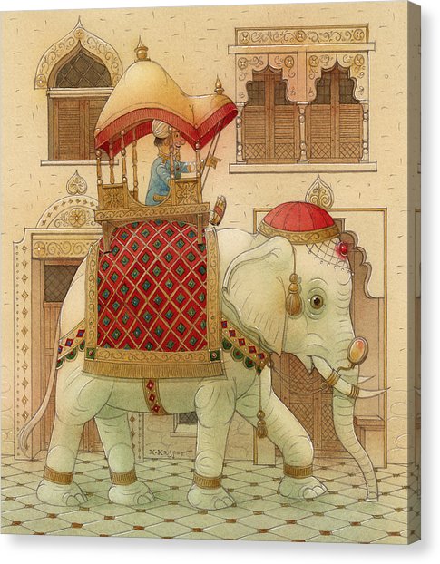 485x622 The White Elephant 01 Painting By Kestutis Kasparavicius - White Elephant Painting