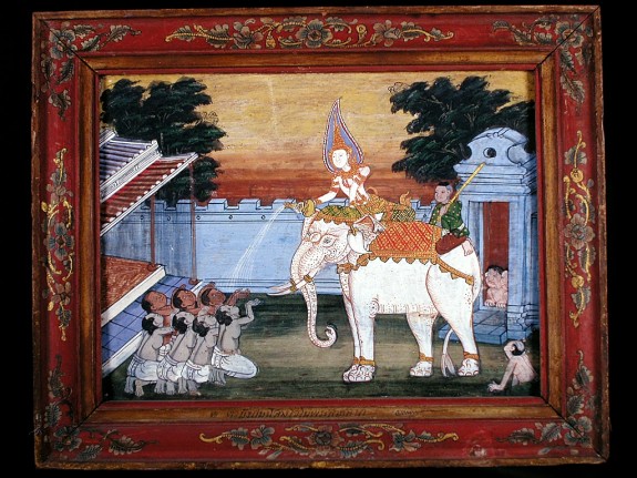 575x431 Vessantara Jataka, Chapter 2 Kalinga Brahmins Are Given The White - White Elephant Painting