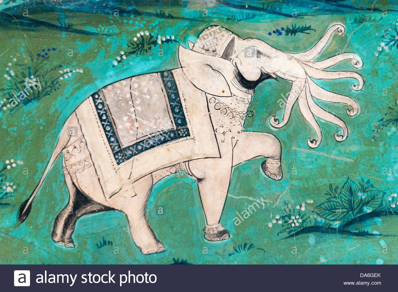 1300x956 Airavata Or Ardha Matanga, A Mythical White Elephant With Seven - White Elephant Painting