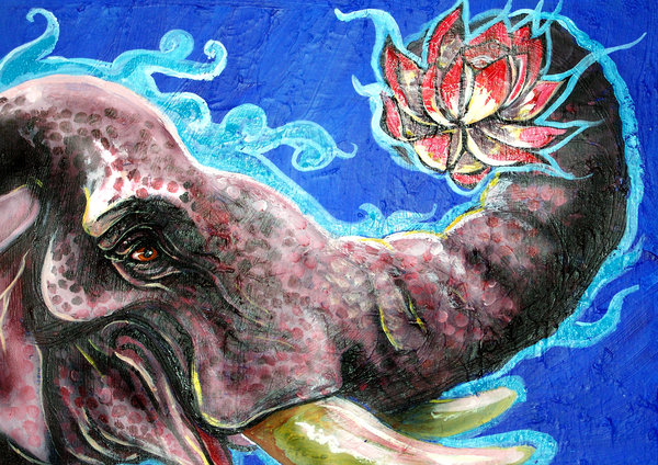 600x424 Buddha White Elephant By Jupiterjenny - White Elephant Painting