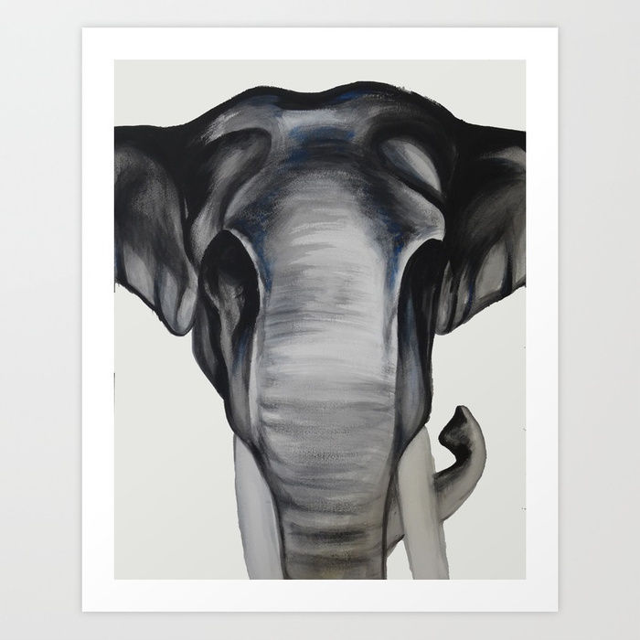 700x700 Black And White Elephant Painting Art Print By Cheneybell Society6 - White Elephant Painting
