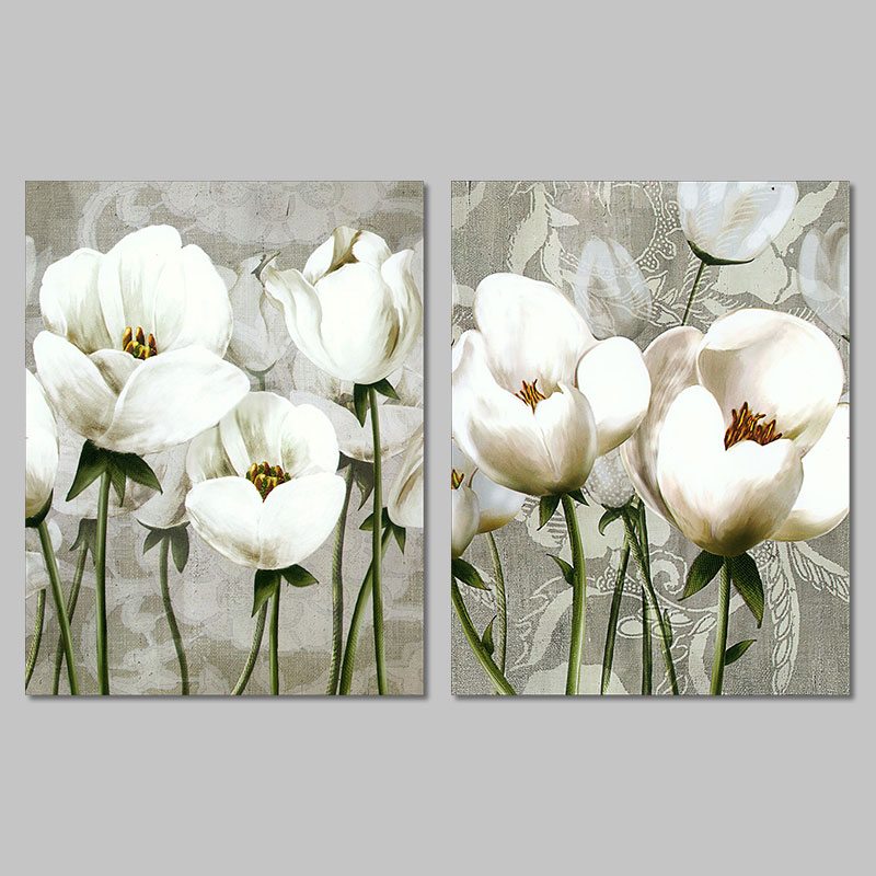 800x800 Retro Fashion White Flower Decoration Posters Wall Art Pictures - White Flower Painting