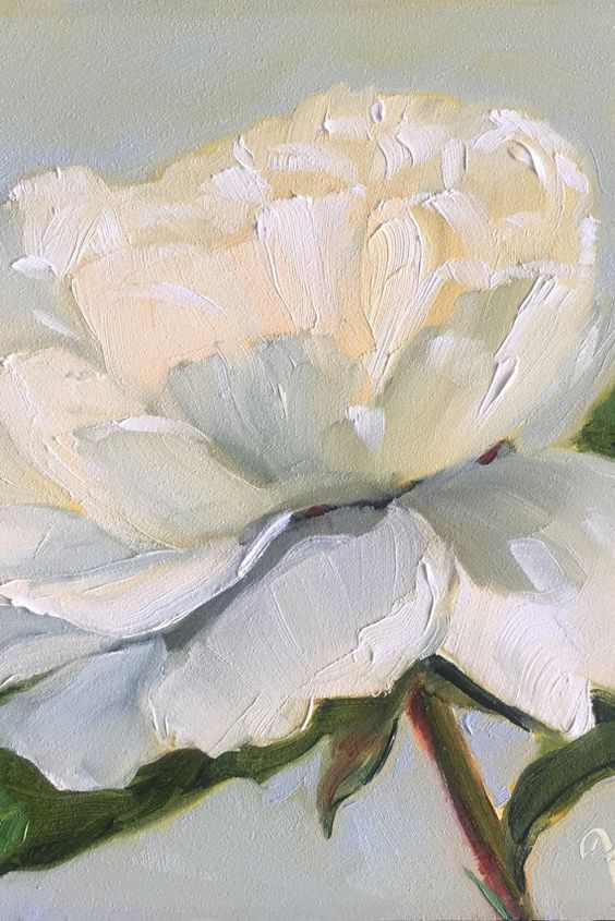 564x845 Vintage French Soul ~ Elise Cool Oil Painting - White Flower Painting