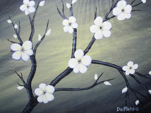 500x375 White Poppies - White Flower Painting
