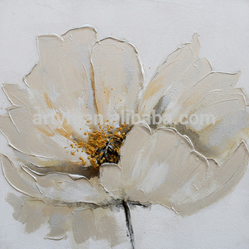 350x350 Wholesale Handmade Abstract White Flower Painting On Wall - White Flower Painting