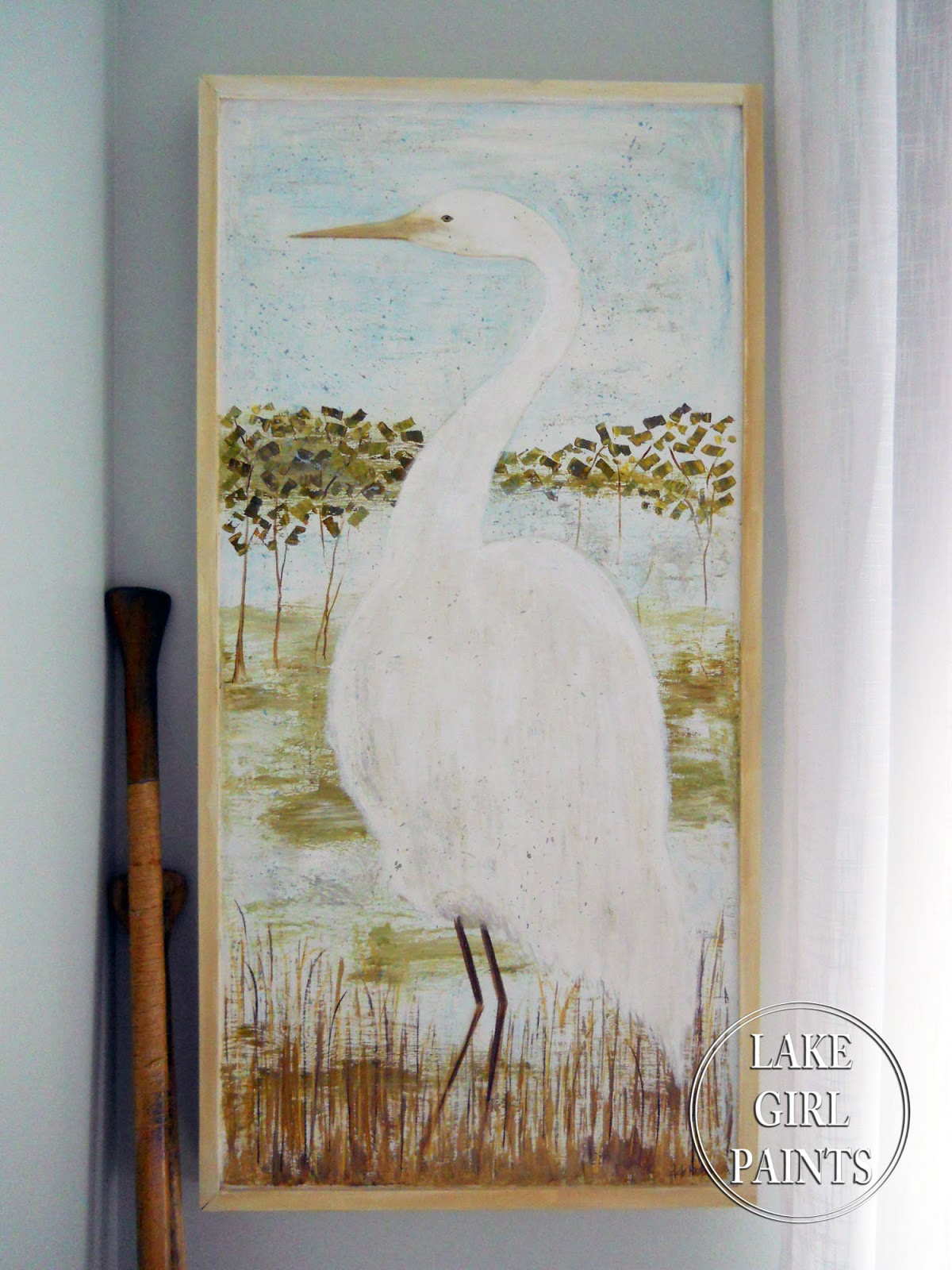1200x1600 Lake Girl Paints Painting Heron Art - White Heron Painting