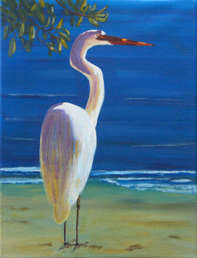 400x524 White Heron - White Heron Painting
