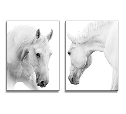425x386 Youkuart Qy0088 Canvas Wall Art White Horses Picture - White Horse Canvas Painting
