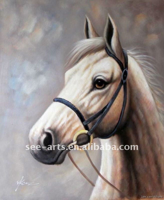 657x800 Horse Oil Painting Art, Horse Oil Painting Art Suppliers - White Horse Head Painting