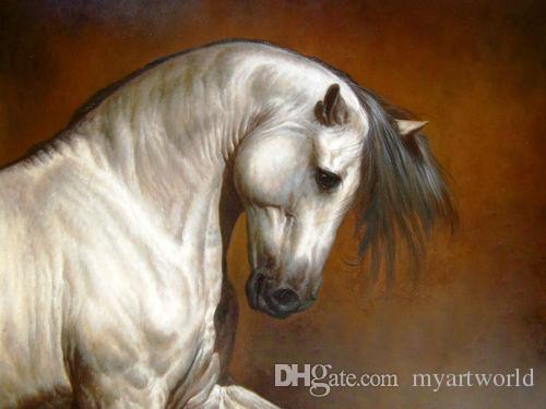 500x375 2018 Framed Wonderful Oil Painting Animal White Horse Head,genuine - White Horse Head Painting