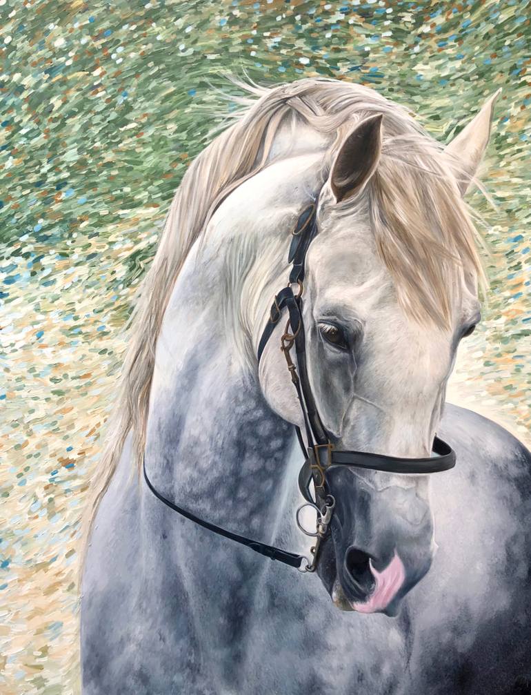 770x1007 Saatchi Art White Spanish Horse Horse Head Painting Painting By - White Horse Head Painting