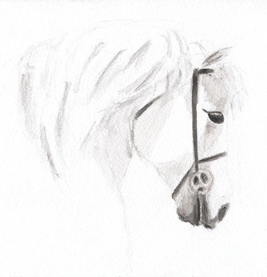 868x900 White Horse Head Painting By Gina Depasquale - White Horse Head Painting