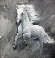 188x200 Buy 100% Hand Painted Black Beauty Animal Oil Painting On Canvas - White Horse Oil Painting
