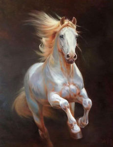 231x300 Chop321 100% Hand Painted Abstract Animal White Horse Art Oil - White Horse Oil Painting