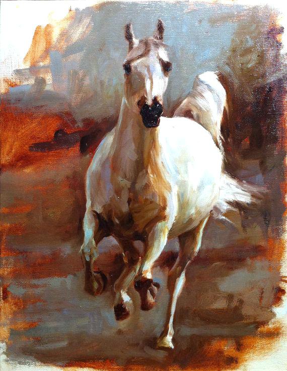 570x737 Horse Oil Painting Images. Horse Oil Painting Abstract - White Horse Oil Painting