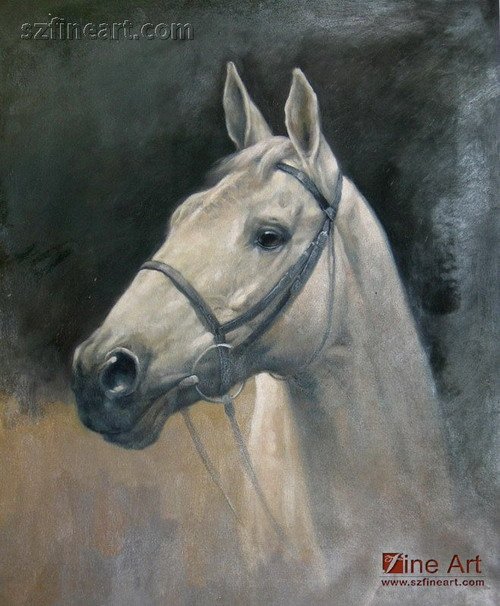 500x606 Abstract Animal Face Painting Of White Horse Art - White Horse Oil Painting