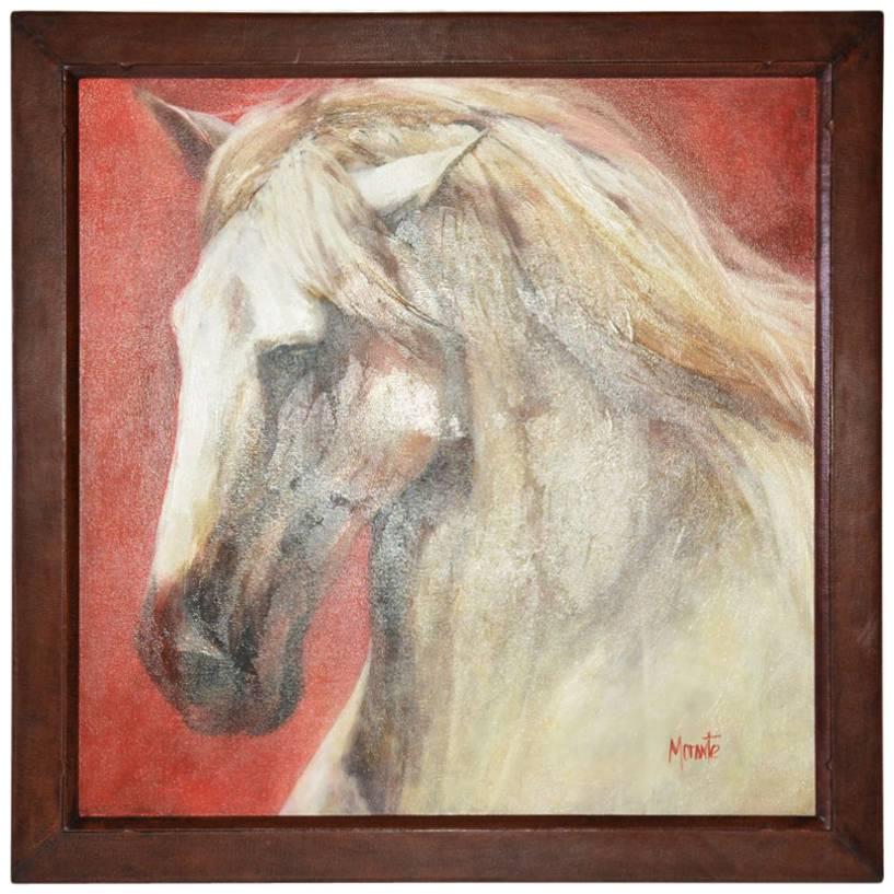 817x817 White Horse Painting By Gladys Morante For Sale - White Horse Painting