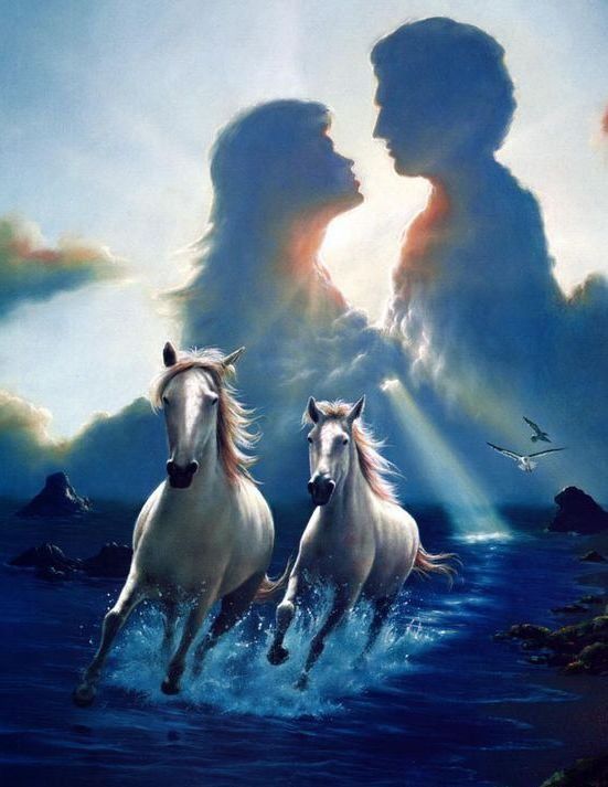 White Horse Painting On Canvas