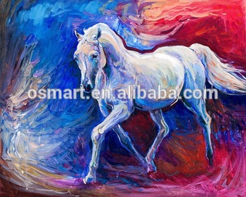 350x280 White Horse Oil Painting On Canvas Abstract Wall Handmade - White Horse Painting On Canvas