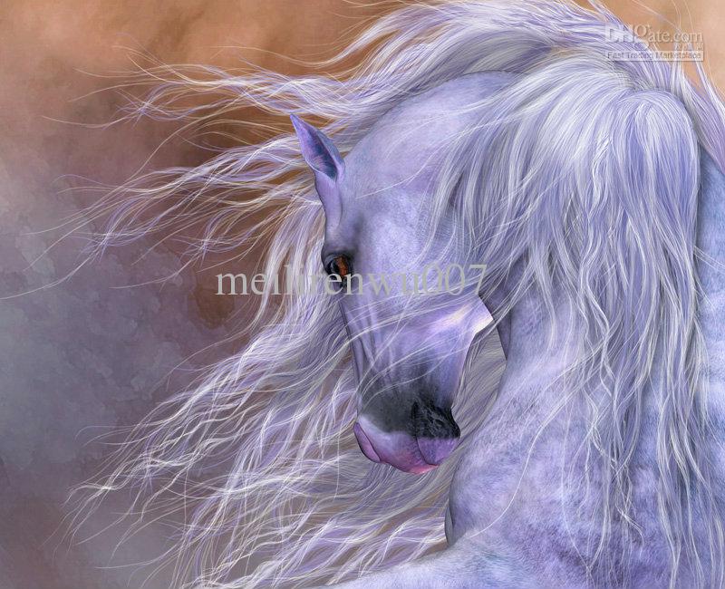 800x650 Wholesale Beautiful White Horse With Long Mane Modern Abstract - White Horse Painting On Canvas