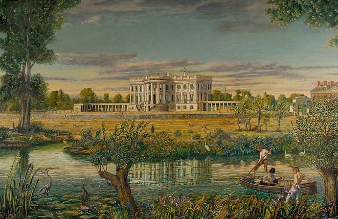 691x447 Peter Waddell's 2007 Painting Of The White House Grounds - White House Painting