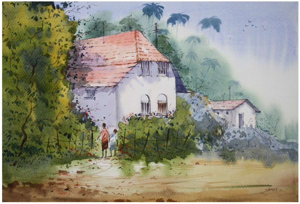 1200x814 White House By Artist Sameer Mahadev Bhise Impressionism - White House Painting