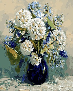 258x321 Mahuaf X502 White Hydrangea Diy Painting By Numbers Flowers Hand - White Hydrangea Painting