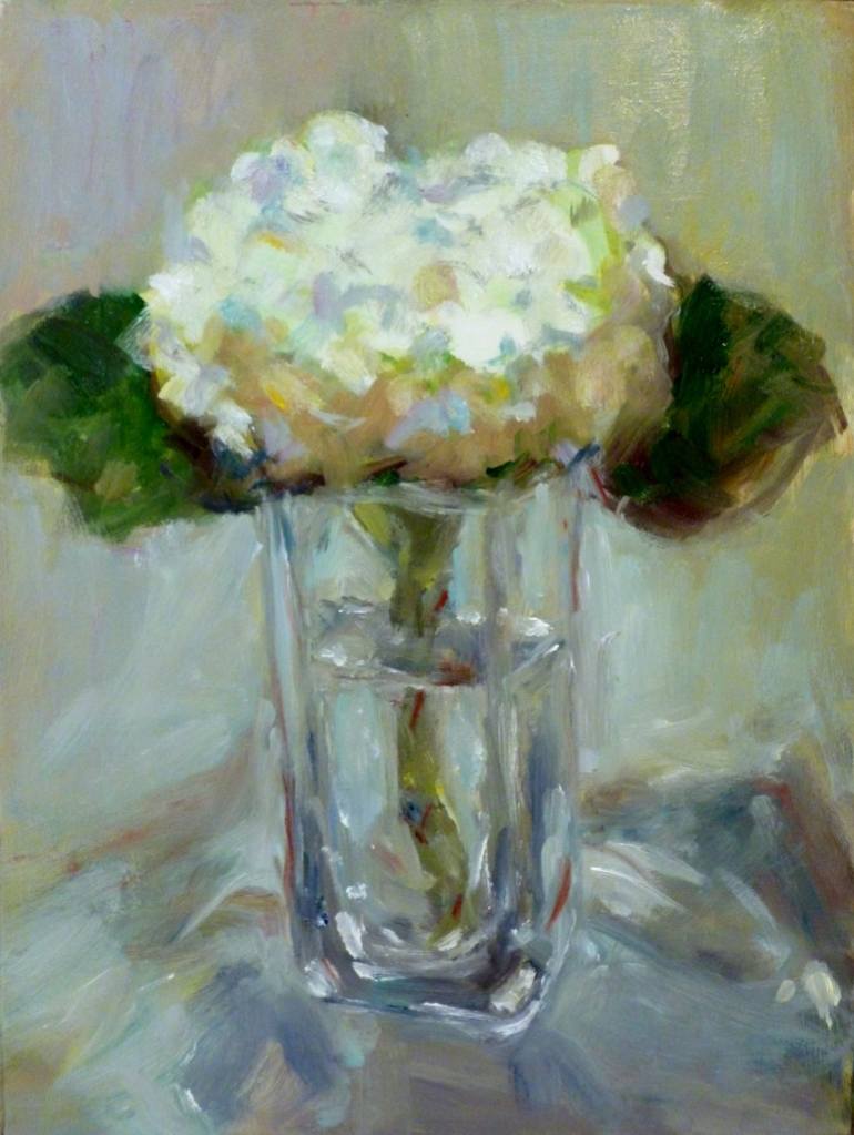 770x1023 Saatchi Art White Hydrangeas Painting By Marilyn Boddewyn - White Hydrangea Painting