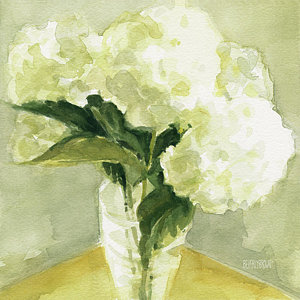 300x300 White Hydrangeas Morning Light Painting By Beverly Brown - White Hydrangea Painting