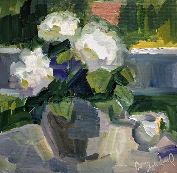 572x561 Carol Steinberg Tag Archives Hydrangea - White Hydrangea Painting