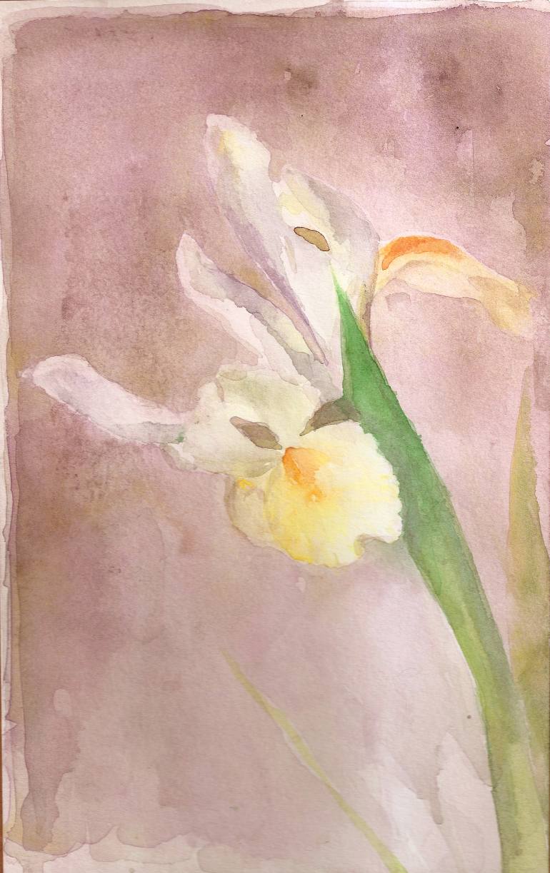 770x1223 Saatchi Art Yellow And White Iris Painting By Sonia Maria Cipollari - White Iris Painting
