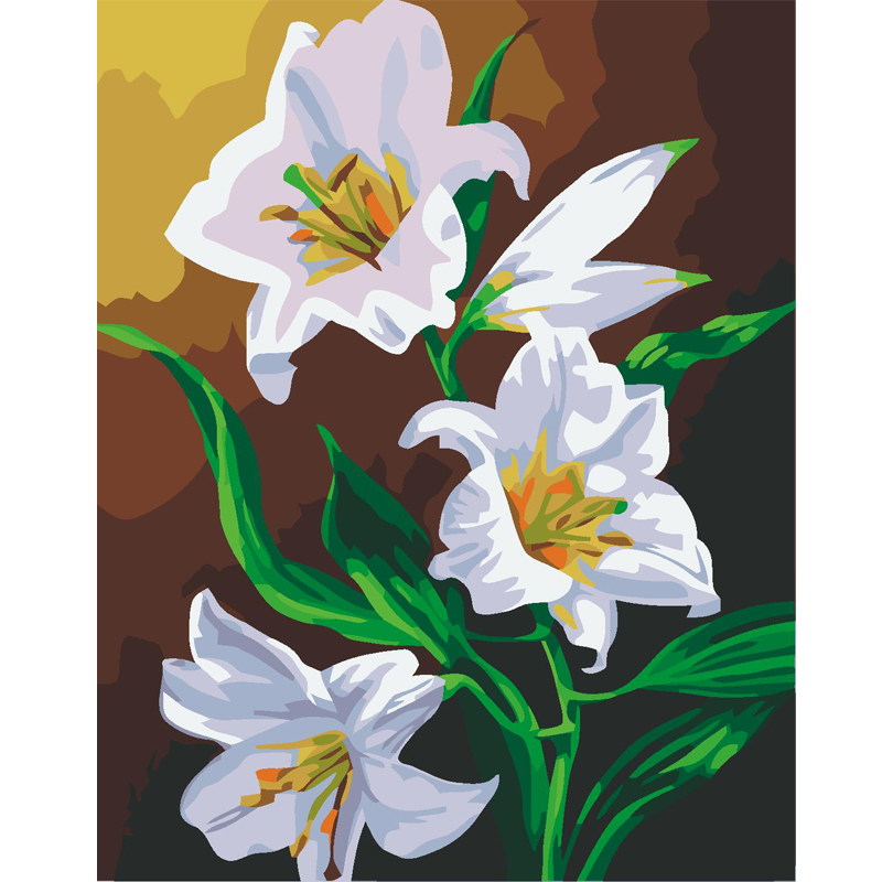 800x800 Oil Painting White Lily Flowers Painting Wall Pictures For Living - White Lily Painting