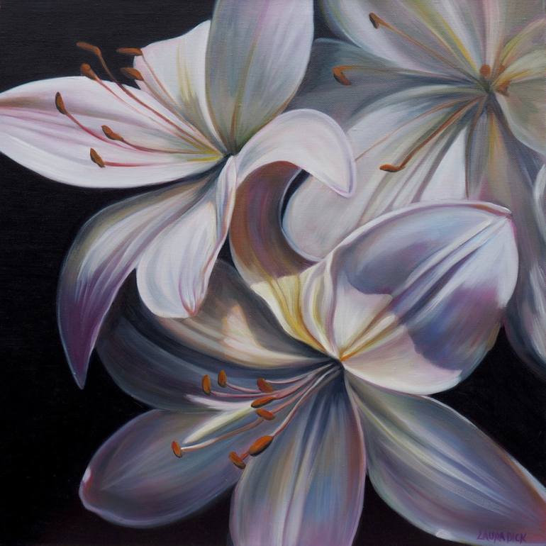 770x770 Saatchi Art White Lilies Painting By Laura Dick - White Lily Painting