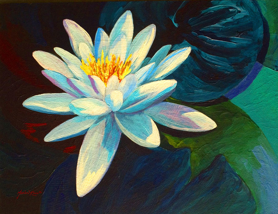 900x694 White Lily Iii Painting By Marion Rose - White Lily Painting