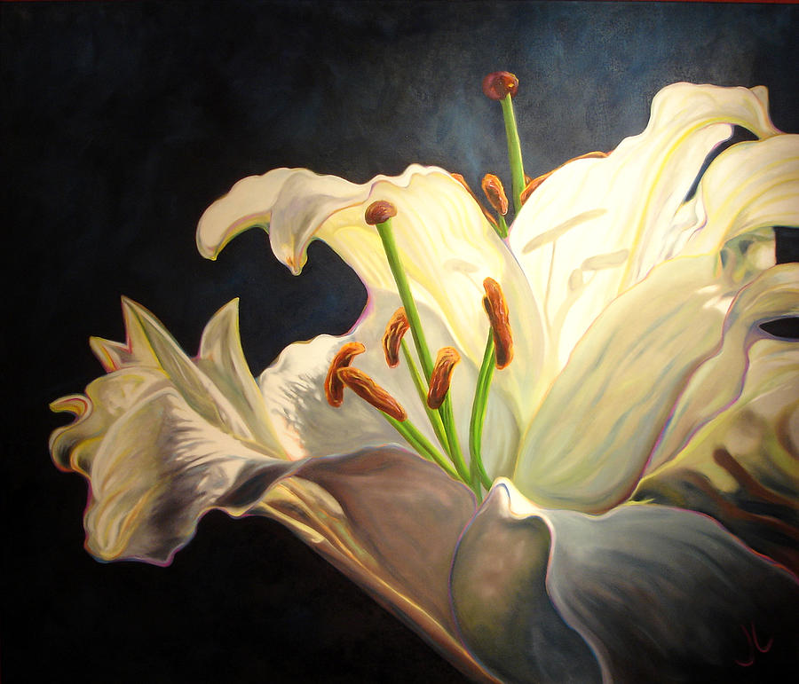900x771 White Lily Painting By Janice Lawrence - White Lily Painting