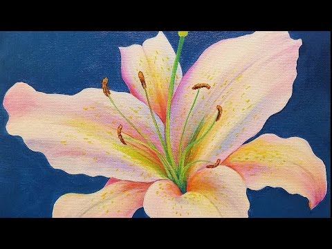 480x360 Lily Acrylic Painting Tutorial Live Step By Step Flower Fine Art - White Lily Painting