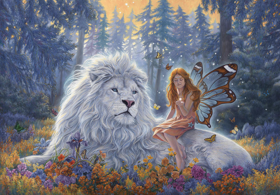 900x628 Star Birth Painting By Lucie Bilodeau - White Lion Painting