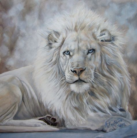 475x476 Beauty In The Beast - White Lion Painting